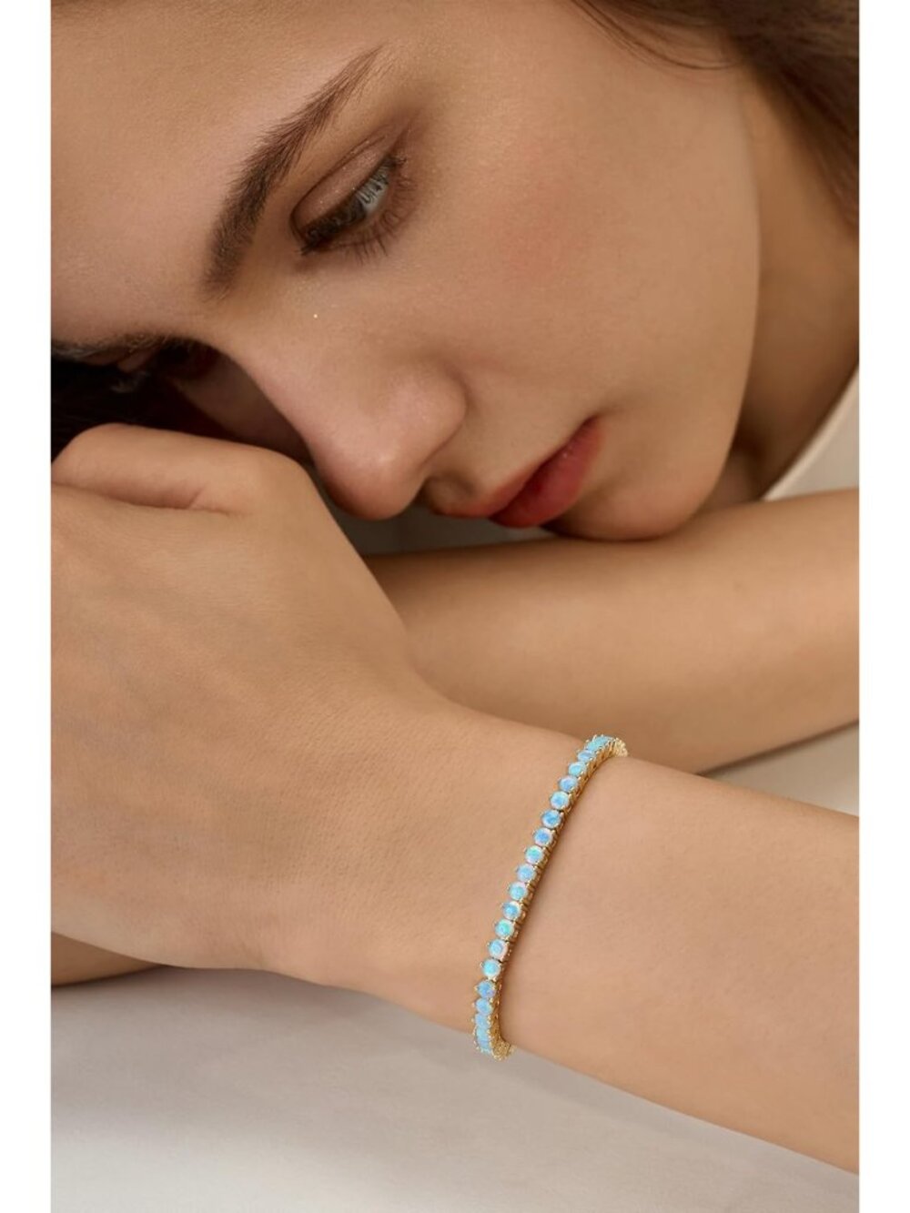14K Gold Filled Tennis Bracelet for Women-3mm 4mm CZ Opal Bracelet for Women, Va - Picture 2 of 7